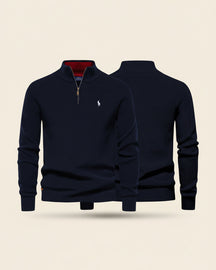 St. Martin Co Teal Waffle-Knit Quarter-Zip Pullover — lifestyle view