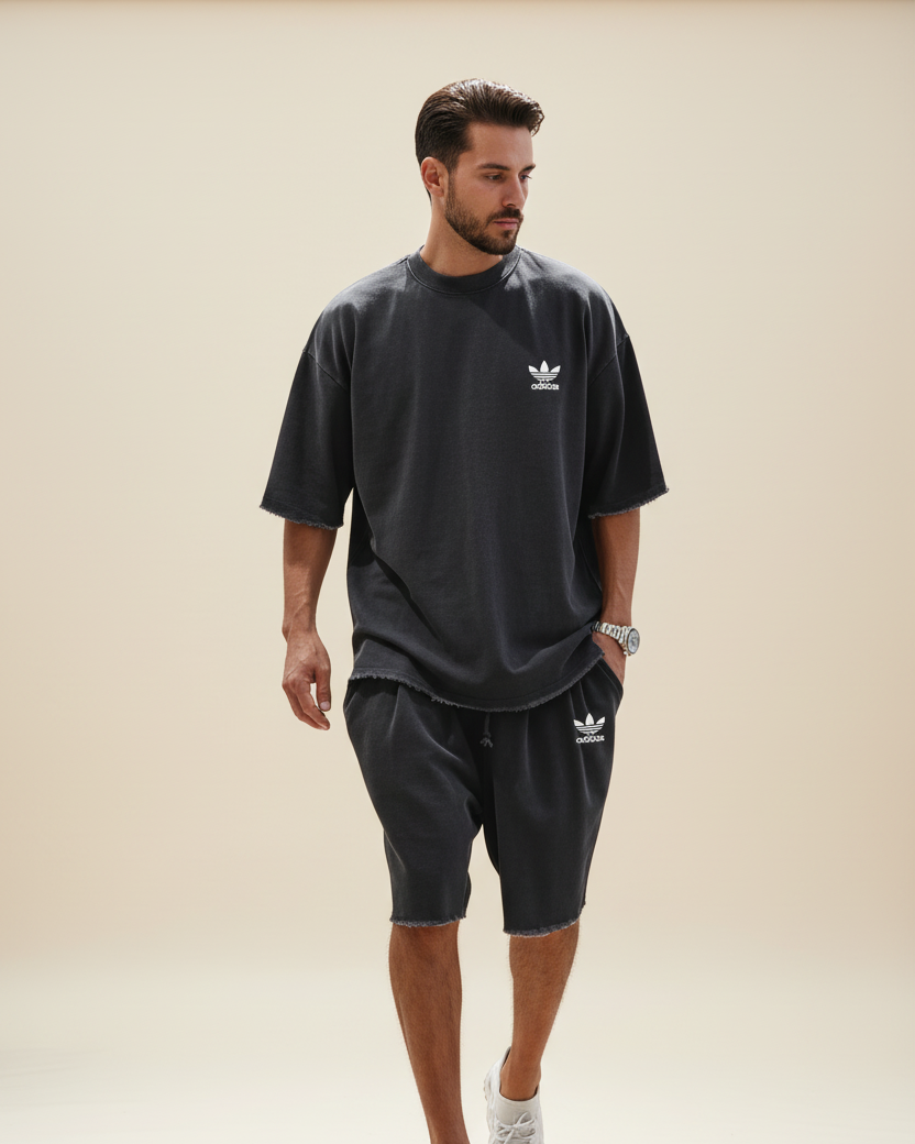 St. Martin Co AD Olive Raw-Hem Co-Ord Set — detail view