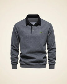 St. Martin Co LC Navy Rugby Collar Long-Sleeve Polo — detail view