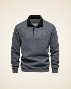St. Martin Co LC Navy Rugby Collar Long-Sleeve Polo — detail view