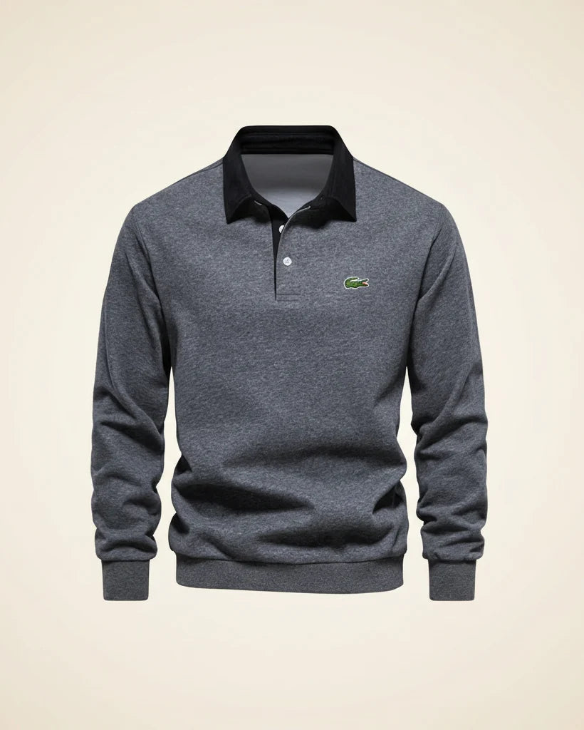 St. Martin Co LC Navy Rugby Collar Long-Sleeve Polo — detail view