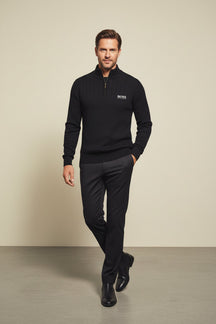 St. Martin Co HB Navy Ribbed Quarter-Zip Knit — side view