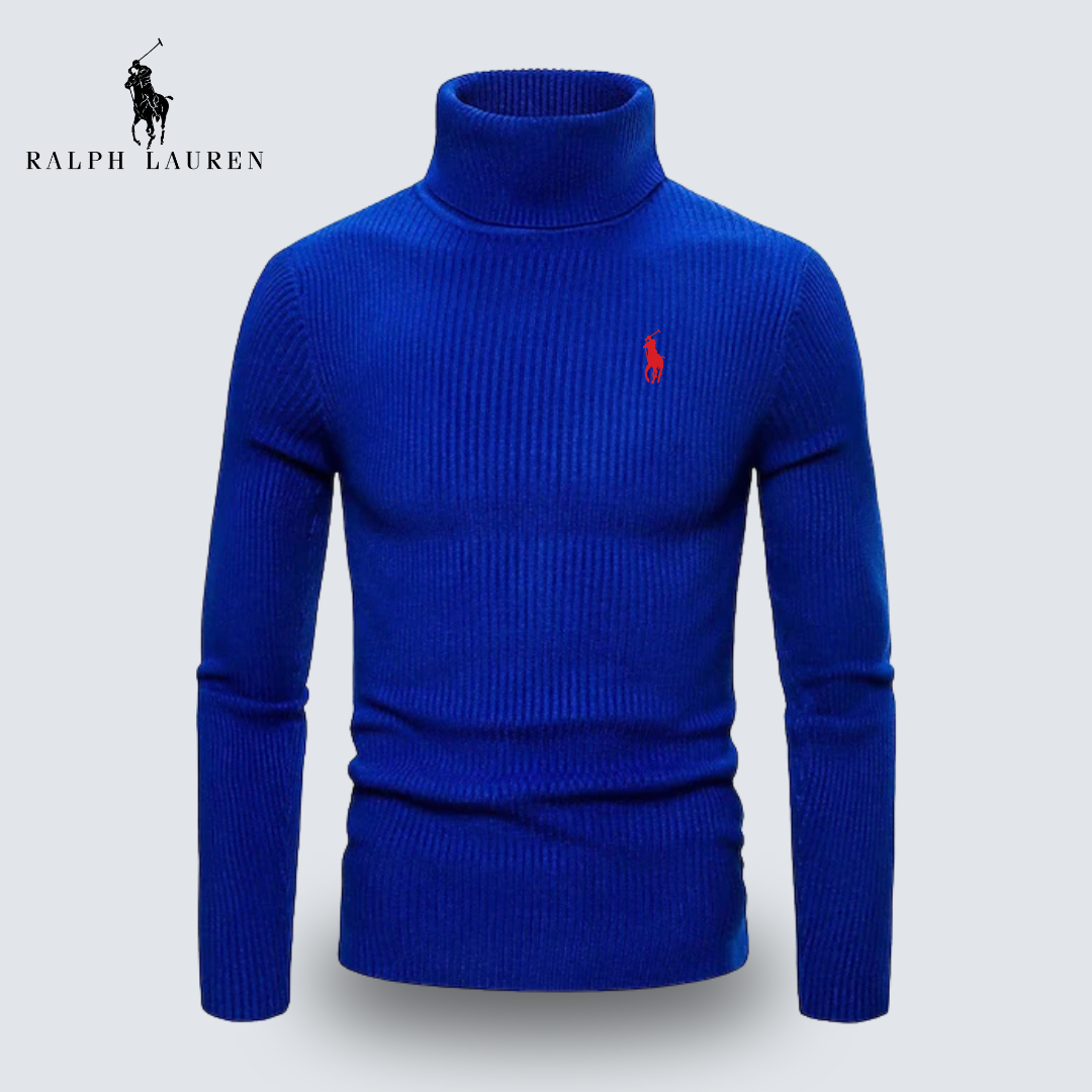 St. Martin Co RL Black Ribbed Roll Neck Sweater — lifestyle view
