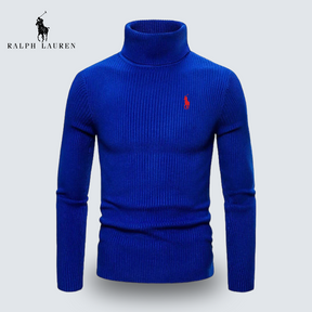 St. Martin Co RL Black Ribbed Roll Neck Sweater — lifestyle view