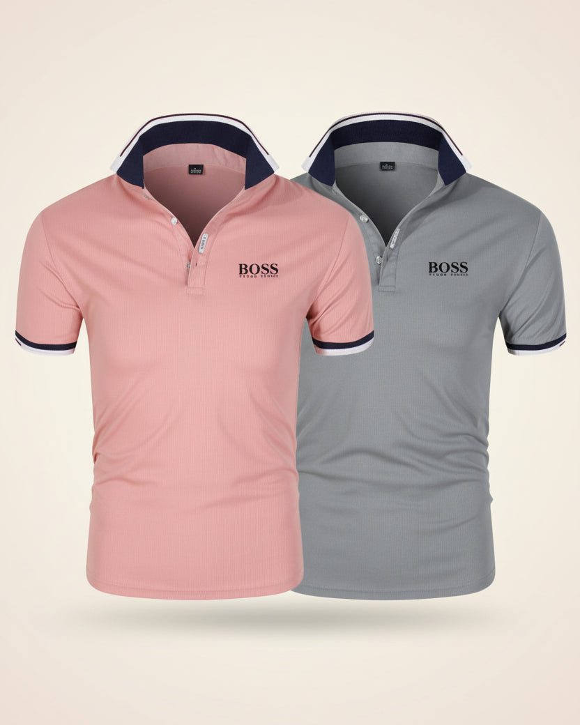 St. Martin Co HB Crimson Tipped Piqué Polo Shirt — detail view