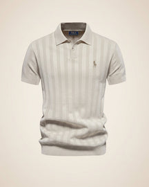 St. Martin Co RL Ribbed Knit Short Sleeve Polo — detail view