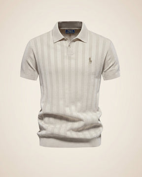 St. Martin Co RL Ribbed Knit Short Sleeve Polo — detail view