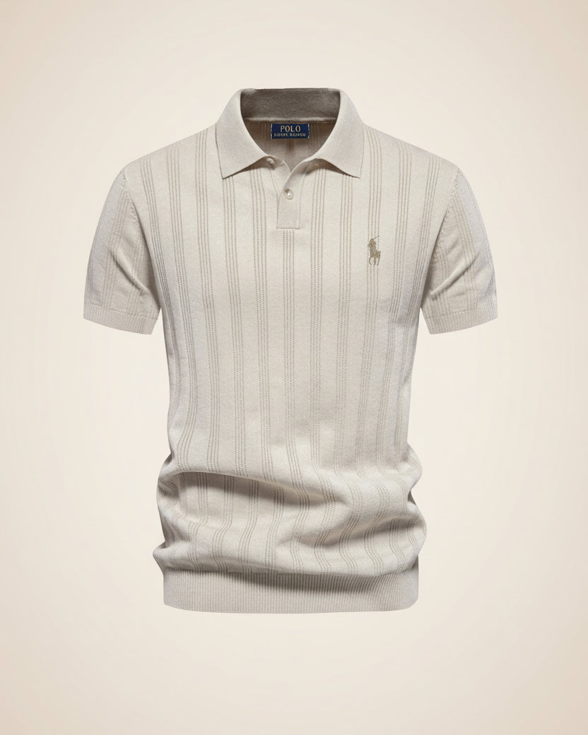 St. Martin Co RL Ribbed Knit Short Sleeve Polo — detail view