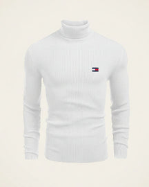 St. Martin Co TH Navy Ribbed Roll-Neck Knit — detail view