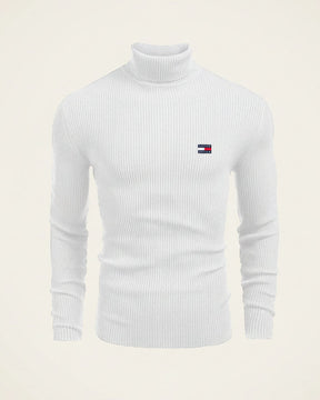 St. Martin Co TH Navy Ribbed Roll-Neck Knit — detail view