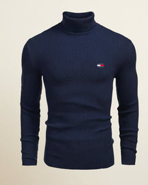 St. Martin Co TH Navy Ribbed Roll-Neck Knit — detail view