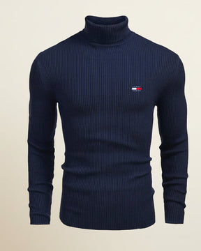 St. Martin Co TH Navy Ribbed Roll-Neck Knit — detail view
