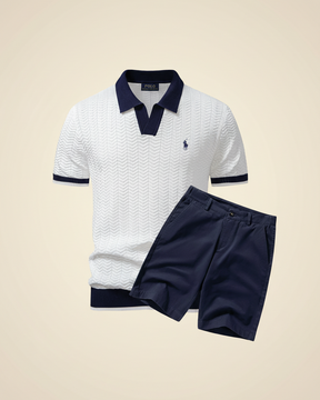St. Martin Co RL Forest Chevron Knit Polo Shirt — lifestyle view