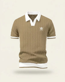 St. Martin Co AD Court Knit Open-Collar Polo Shirt — detail view