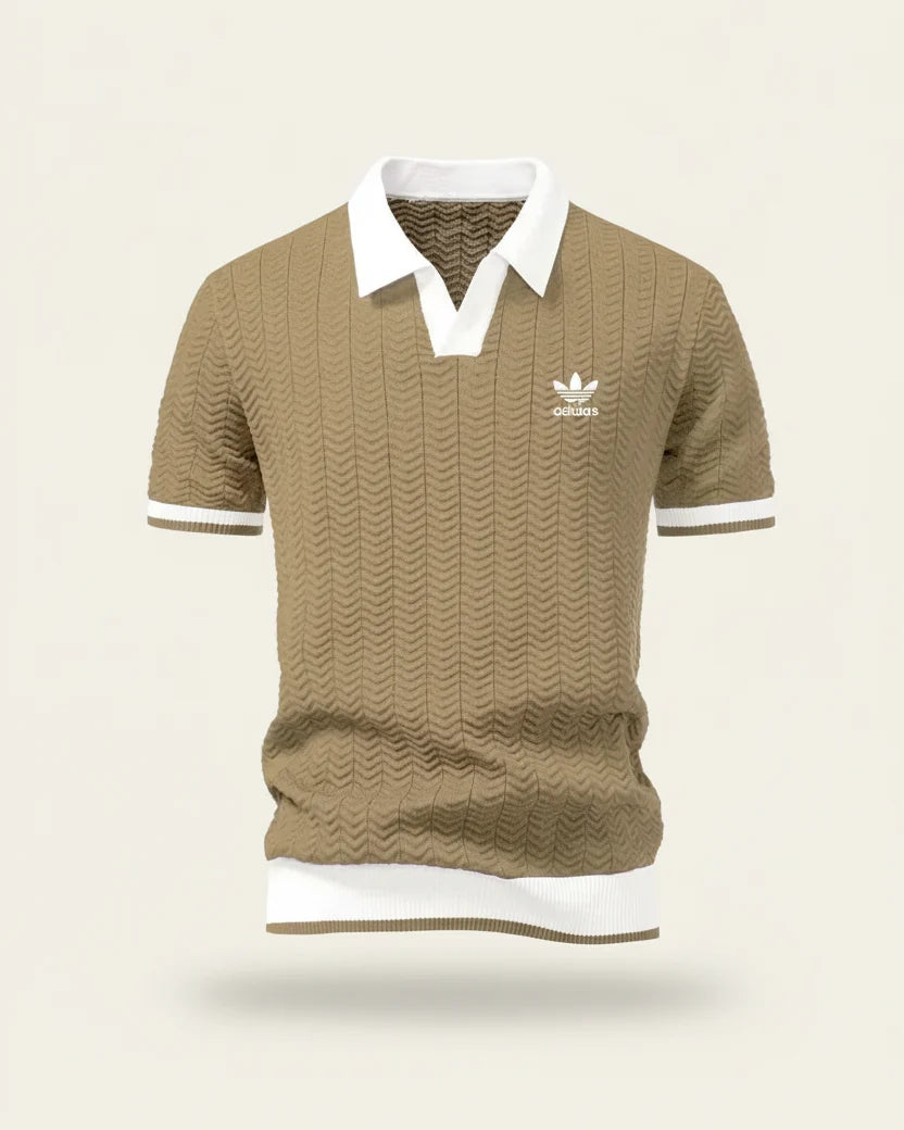 St. Martin Co AD Court Knit Open-Collar Polo Shirt — detail view