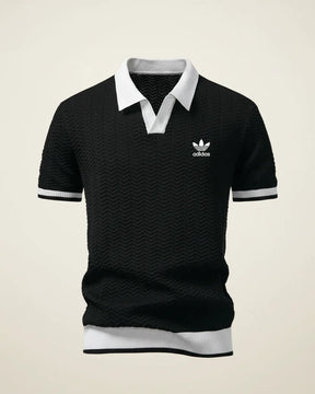 St. Martin Co AD Court Knit Open-Collar Polo Shirt — lifestyle view