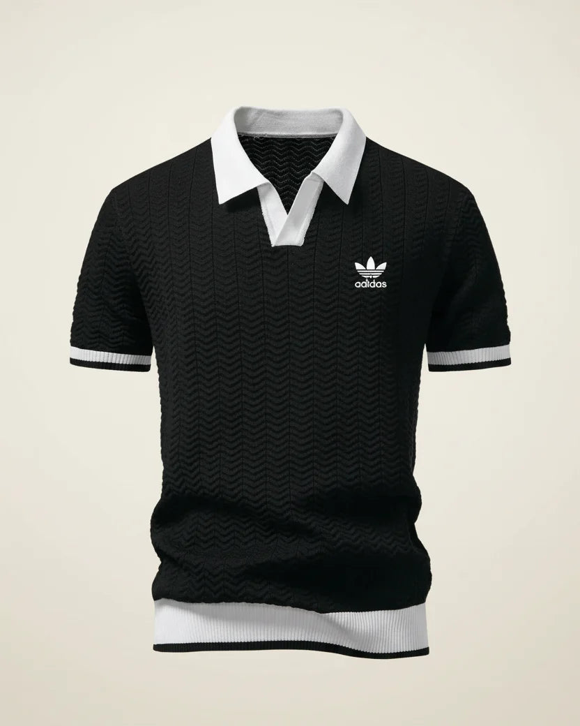 St. Martin Co AD Court Knit Open-Collar Polo Shirt — lifestyle view