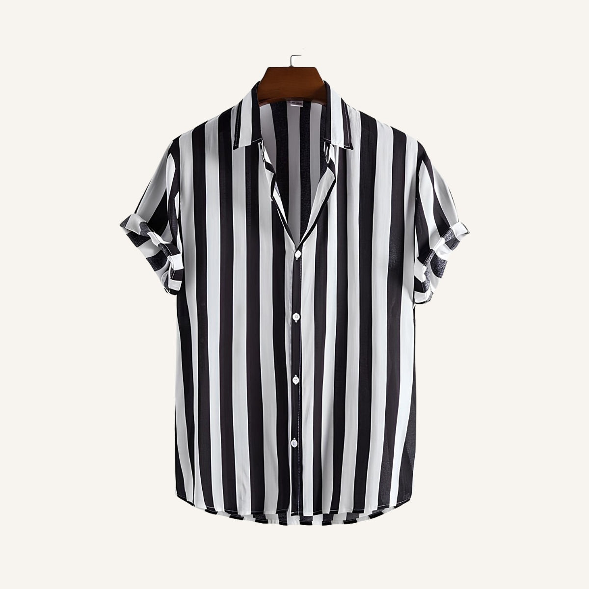 St. Martin Co Sky Stripe Short-Sleeve Camp Shirt — detail view
