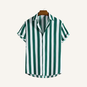 St. Martin Co Sky Stripe Short-Sleeve Camp Shirt — detail view