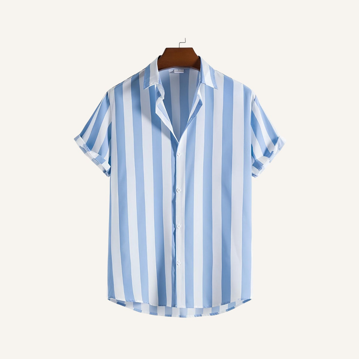 St. Martin Co Sky Stripe Short-Sleeve Camp Shirt — front view