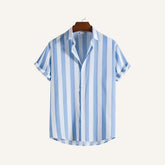 St. Martin Co Sky Stripe Short-Sleeve Camp Shirt — front view