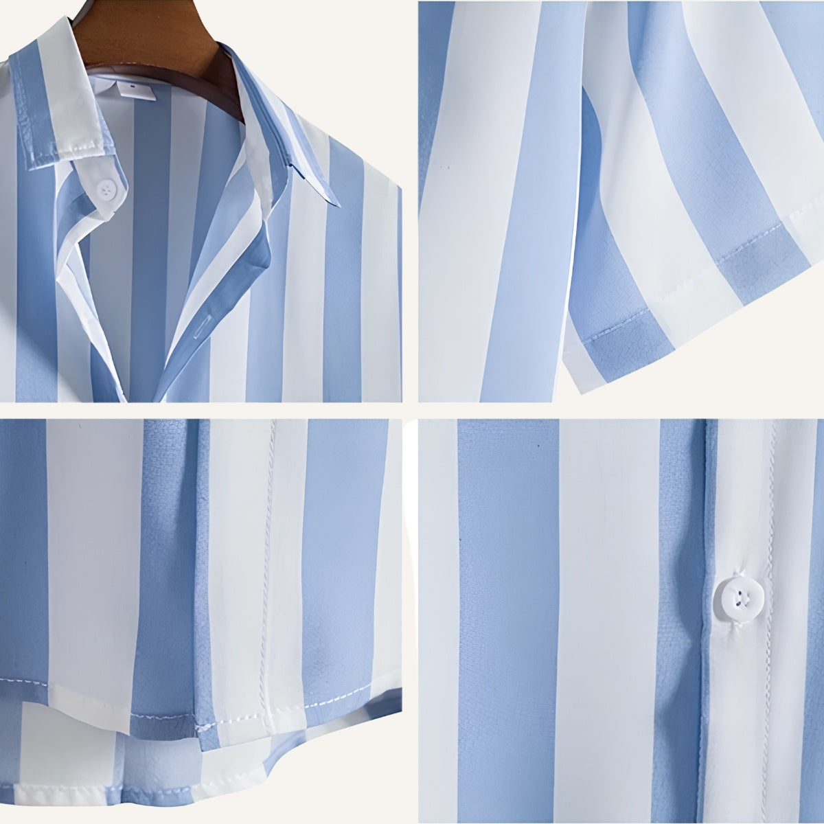 St. Martin Co Sky Stripe Short-Sleeve Camp Shirt — back view