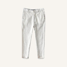 St. Martin Co Slate Blue Linen Chino Trousers — detail view