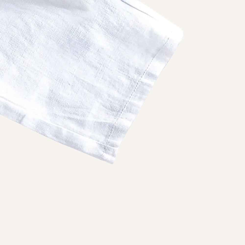 St. Martin Co Slate Blue Linen Chino Trousers — detail view
