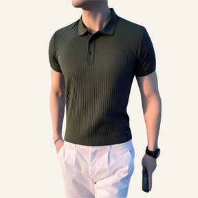 St. Martin Co Gradient Ribbed Knit Short-Sleeve Polo — back view