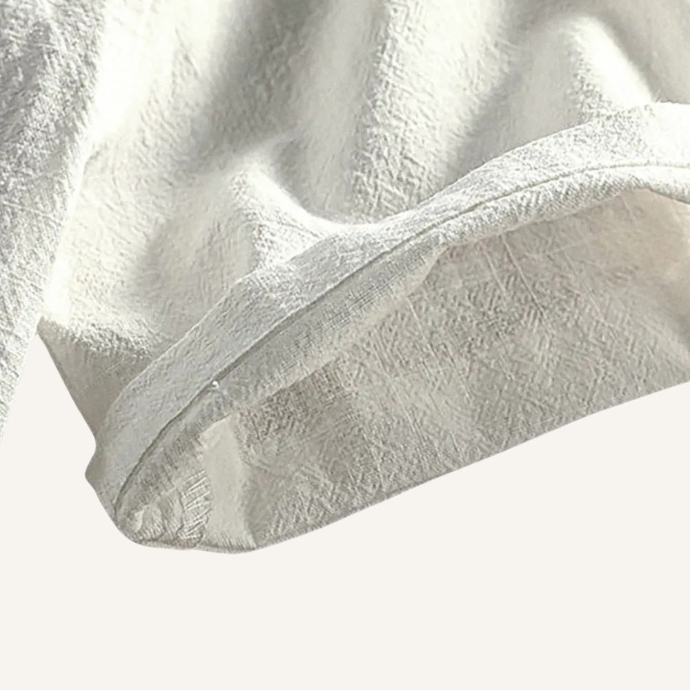 St. Martin Co Navy Linen Polo With Chest Pocket — detail view