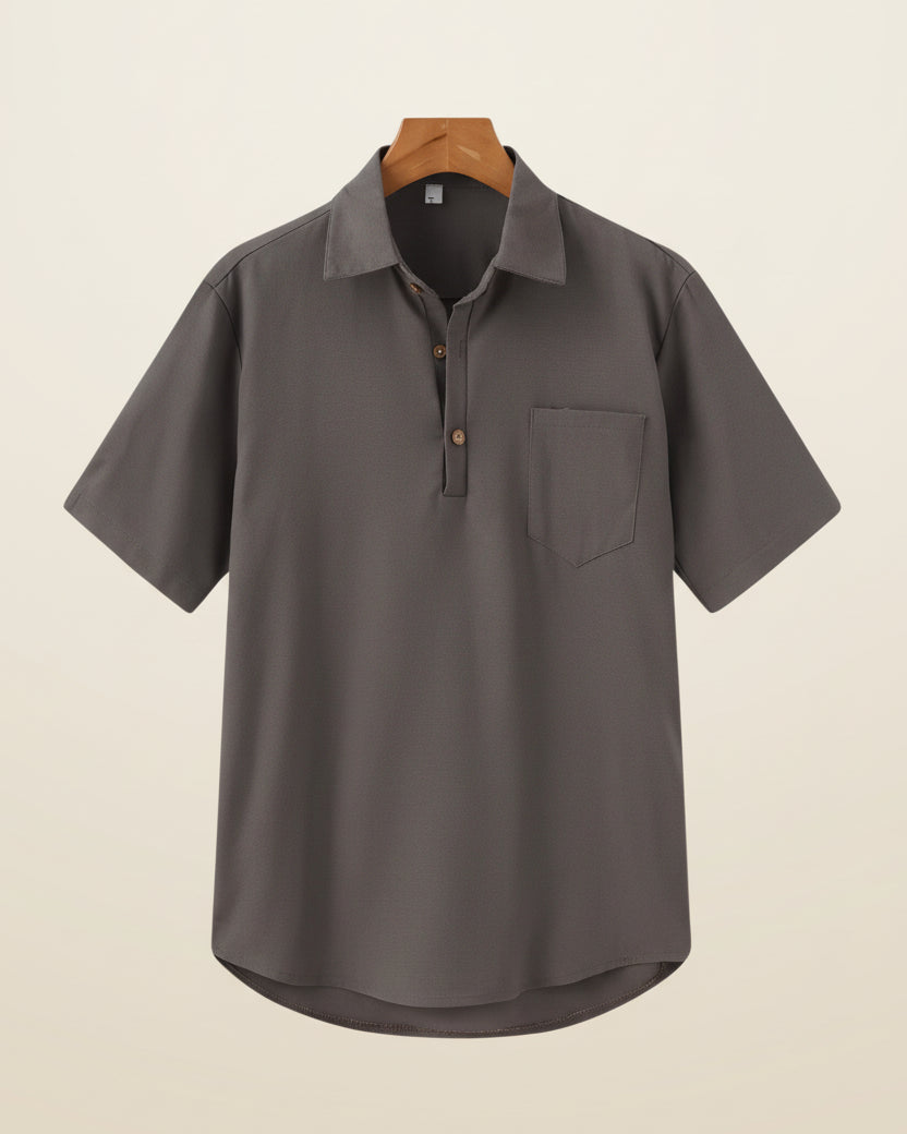 St. Martin Co Ecru Short-Sleeve Popover Polo Shirt — detail view