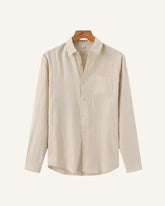 St. Martin Co Stone Washed Linen Shirt Relaxed Collar — front view