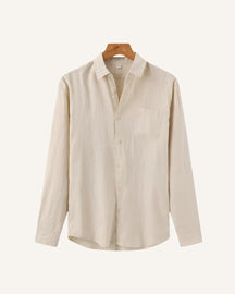 St. Martin Co Stone Washed Linen Shirt Relaxed Collar — front view