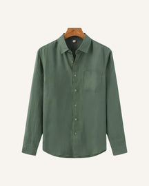 St. Martin Co Stone Washed Linen Shirt Relaxed Collar — back view