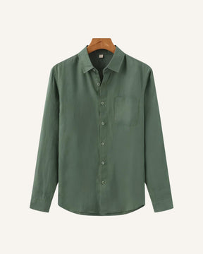 St. Martin Co Stone Washed Linen Shirt Relaxed Collar — back view