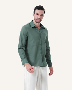 St. Martin Co Stone Washed Linen Shirt Relaxed Collar — side view