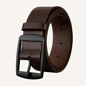 St. Martin Co Black Leather Belt with Silver Pin Buckle — lifestyle view