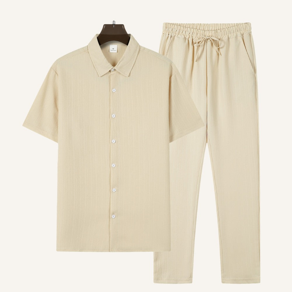 St. Martin Co Crinkle Cotton Short Sleeve Co-ord Set — detail view