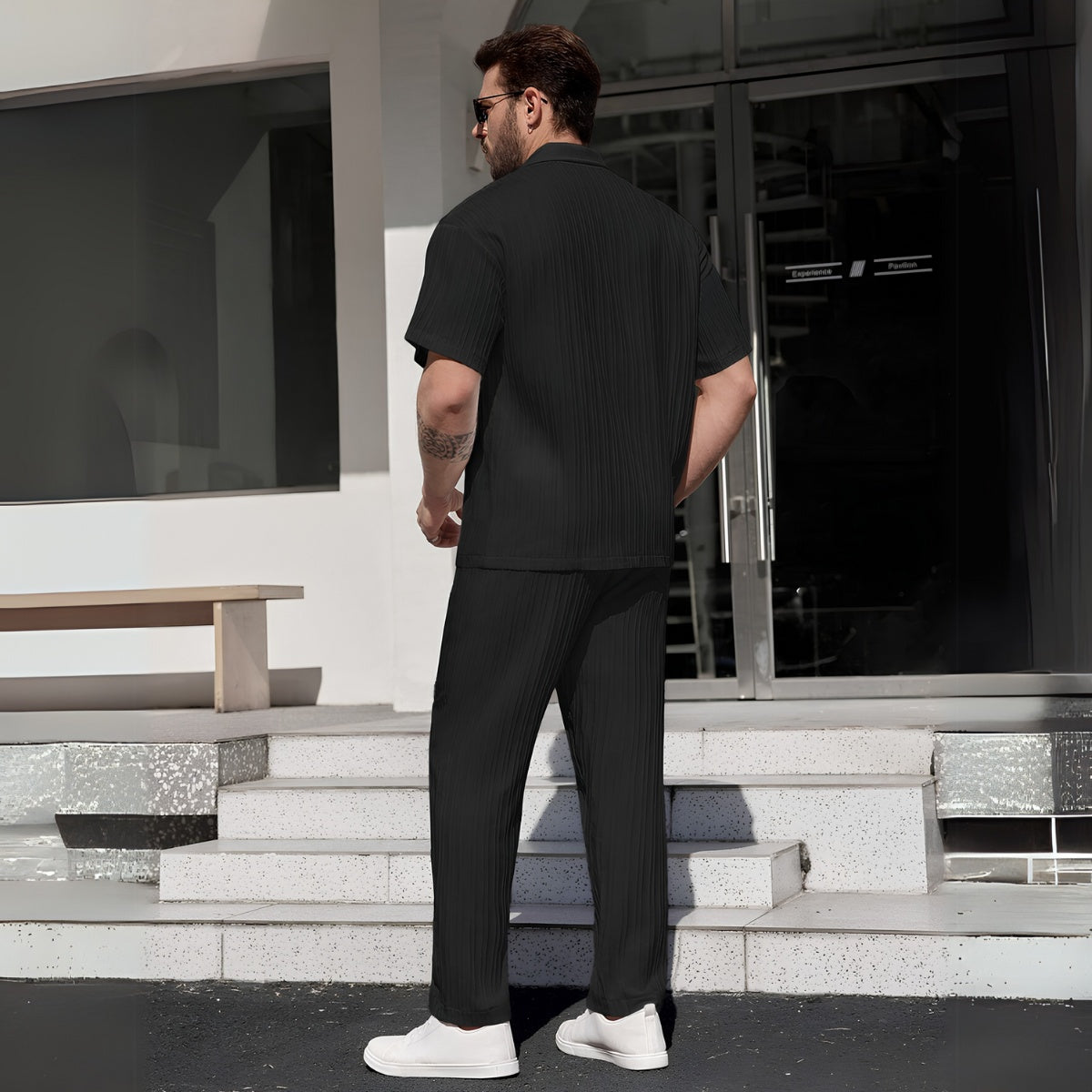 St. Martin Co Crinkle Cotton Short Sleeve Co-ord Set — detail view