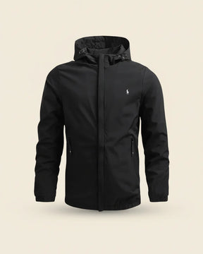 St. Martin Co RL Hooded Shell Jacket in Black — front view