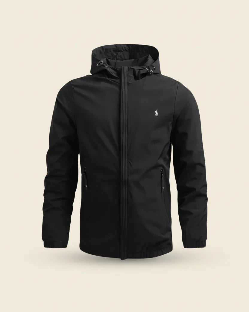 St. Martin Co RL Hooded Shell Jacket in Black — front view