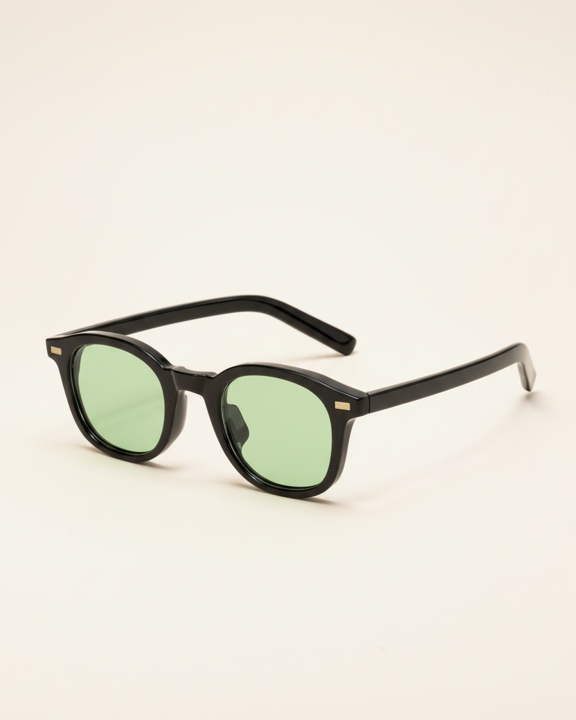 St. Martin Co Black Acetate Square-Frame Sunglasses — detail view