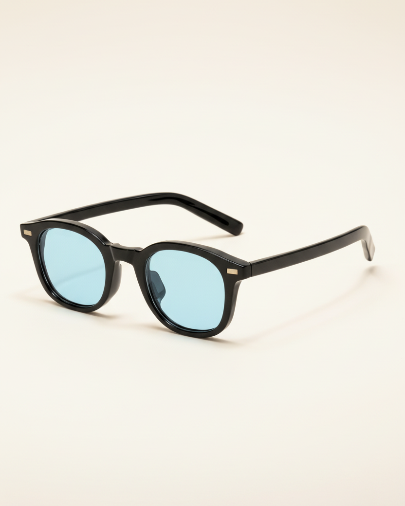 St. Martin Co Black Acetate Square-Frame Sunglasses — detail view
