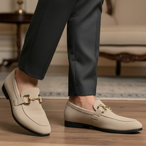 St. Martin Co Black Suede Gold-Bit Dress Loafer — detail view