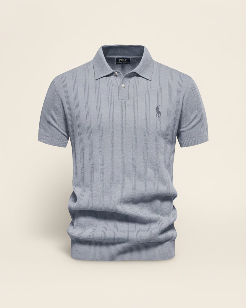 St. Martin Co RL Ribbed Knit Short Sleeve Polo — detail view