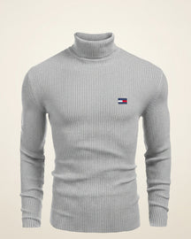 St. Martin Co TH Navy Ribbed Roll-Neck Knit — detail view