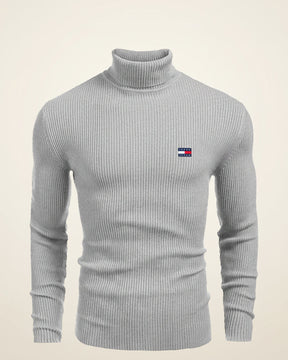 St. Martin Co TH Navy Ribbed Roll-Neck Knit — detail view
