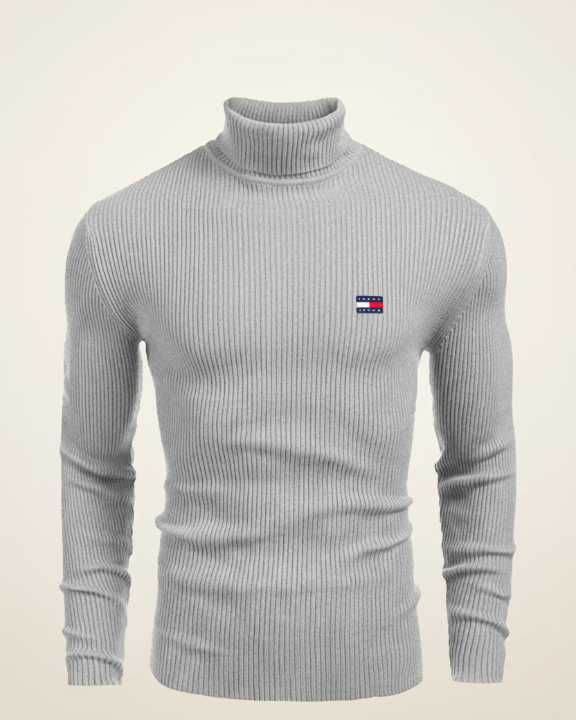 St. Martin Co TH Navy Ribbed Roll-Neck Knit — detail view