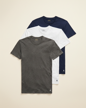 St. Martin Co Three-Pack Crew Neck Tees Navy White Grey — front view