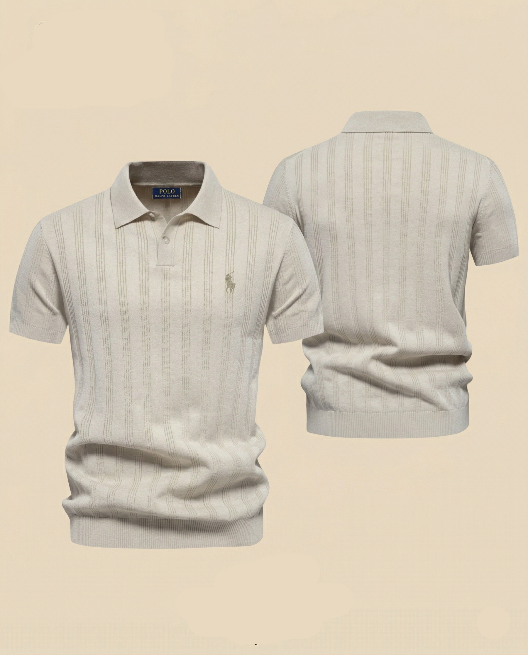St. Martin Co RL Ribbed Knit Short Sleeve Polo — detail view